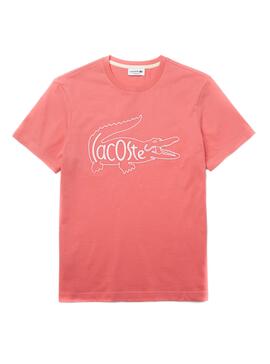 T-Shirt Lacoste Logo Overside rosa para Homem