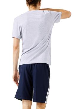 T-Shirt Lacoste Logo 3D Cinza para Homem