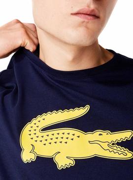 T-Shirt Lacoste Logo 3D Azul Marinho para Homem