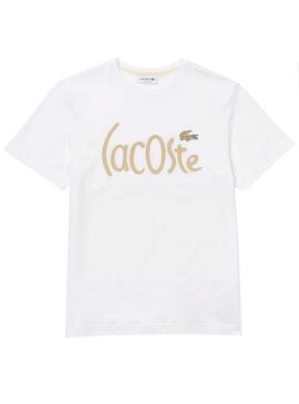 T-Shirt Lacoste Logo Oversize Branco para Homem