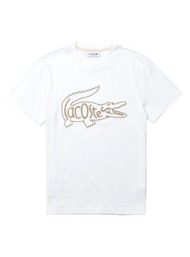 T-Shirt Lacoste Logo Oversize Branco para Homem