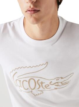 T-Shirt Lacoste Logo Oversize Branco para Homem