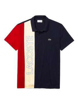 Polo Lacoste Color Block Azul Marinho para Homem