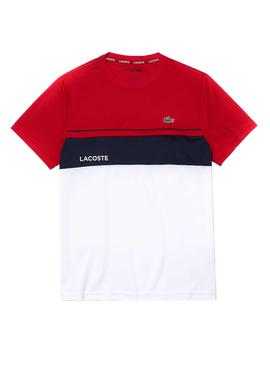 T-Shirt Lacoste Sport Respirável Vermelho Homem