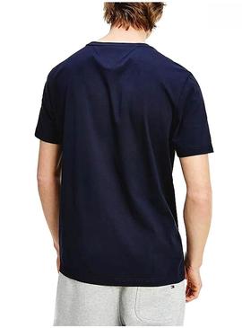 T-Shirt Tommy Hilfiger Corp Split Azul Marinho Homem