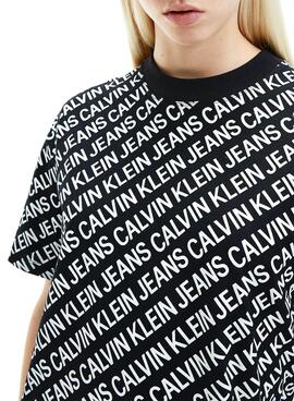Vestido Calvin Klein Logo Aop Preto para Mulher