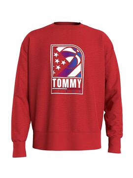 Sweatshirt Tommy Jeans Basketball Vermelho para Homem