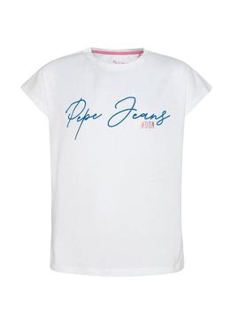 T-Shirt Pepe Jeans Nina Branco para Menina