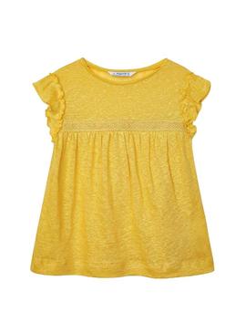 T-Shirt Mayoral Linho Mostarda para Menina