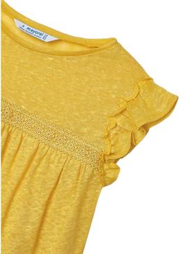 T-Shirt Mayoral Linho Mostarda para Menina