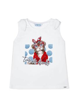 T-Shirt Mayoral Ecofriends Cachorro Branco Menina