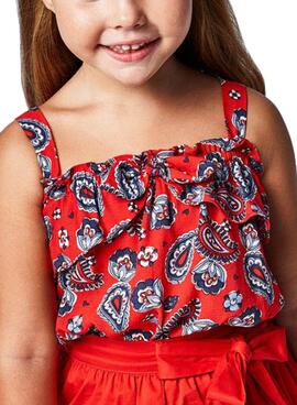 Camisa Mayoral Poppy Print Vermelho para Menina