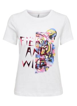 T-Shirt Only Faye Life Branco para Mulher