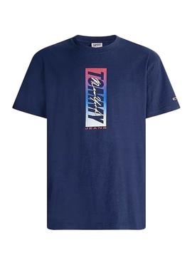 T-Shirt Tommy Jeans Vertical Front Logo Azul Marinho