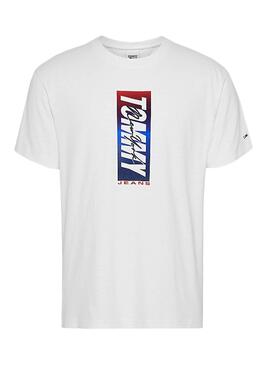 T-Shirt Tommy Jeans Vertical Front Logo Branco