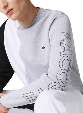 Sweat Lacoste Color Block Cinza para Homem