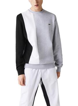 Sweat Lacoste Color Block Cinza para Homem