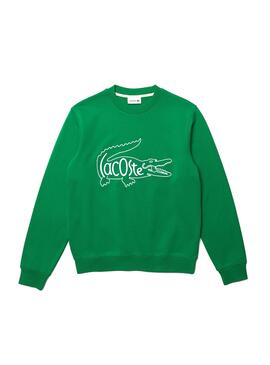 Sweat Lacoste Logo Bordado Verde para Homem