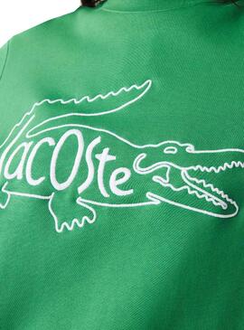 Sweat Lacoste Logo Bordado Verde para Homem