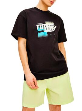 T-Shirt Tommy Jeans Faded Graphic Preto Homem