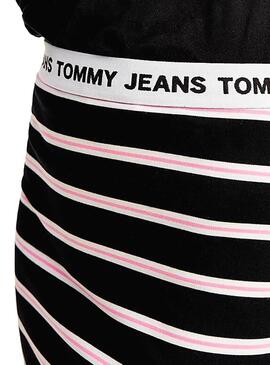 Saia Tommy Jeans Stripe Bodycon Preto para Mulher