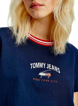 T-Shirt Tommy Jeans Timeless Azul Azul Marinho Mulher