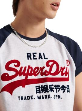 T-Shirt Superdry Duo Raglan Branco para Homem
