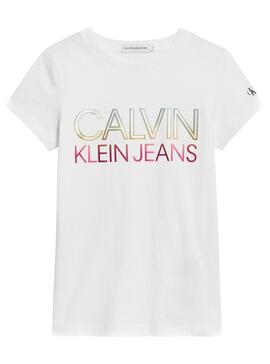 T-Shirt Calvin Klein Gradient Logo Branco Menina