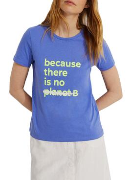 T-Shirt Ecoalf Underlined Because Azul para Mulher