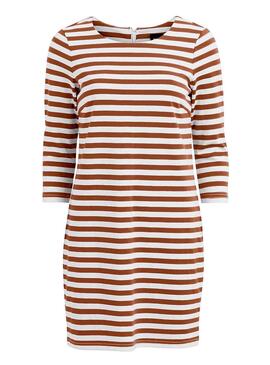 Vestido Vila Tinny Listrado Camelo Mulher