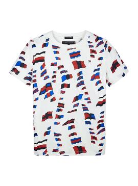 T-Shirt Tommy Hilfiger Multi Flag Branco