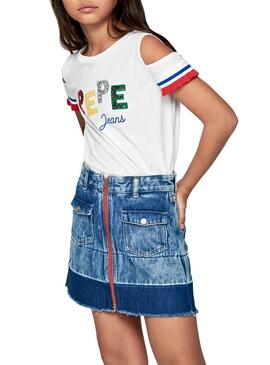 T-Shirt Pepe Jeans Kim Branco para Menina
