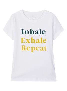 T-Shirt Name It Exhale Branco para Menina