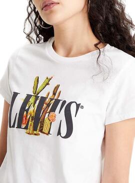 T-Shirt Levis Cactus 90S Serif Logo Branco Mulher
