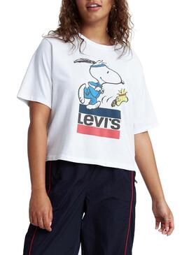 T-Shirt Levis Snoopy Torch Boxy Branco para  Mulher