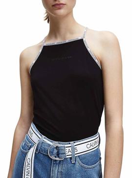 Top Calvin Klein Jeans Trim Logo Preto para  Mulher