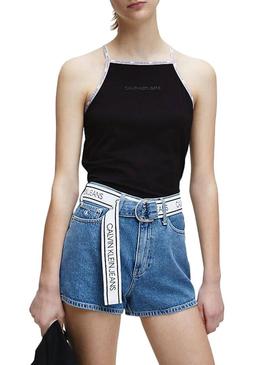 Top Calvin Klein Jeans Trim Logo Preto para  Mulher