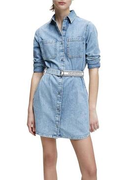 Vestido Calvin Klein Jeans Cinto Denim para  Mulher