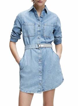 Vestido Calvin Klein Jeans Cinto Denim para  Mulher