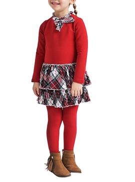 Vestido Mayoral Combinado Frames Vermelho para Menina