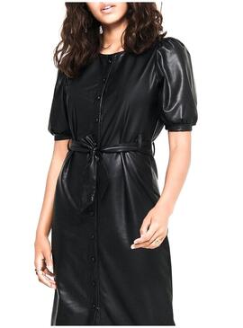Vestido Only Rachel Couro Sintético Preto Mulher