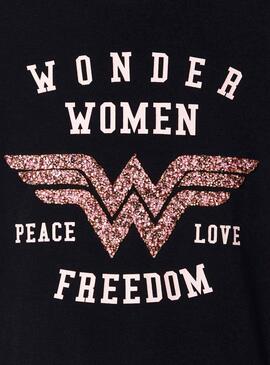 T-Shirt Name It Wonderwomen Preto para Menina