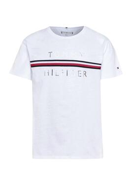 T-Shirt Tommy Hilfiger Flag Tape Branco para Menino