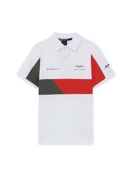 Polo Hackett Aston Martin Split Branco para Menino