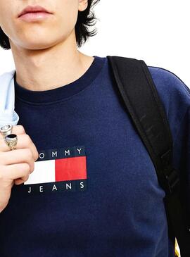 T-Shirt Tommy Jeans Small Flag Azul Marinho para Homem