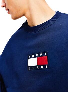 Sweat Tommy Jeans Small Flag Azul Marinho para Homem