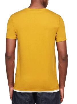 T-Shirt G Star Text Amarelo para Homem