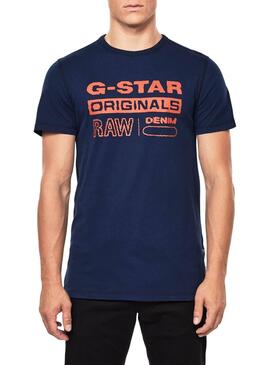 T-Shirt G Star Wavy Azul para Homem