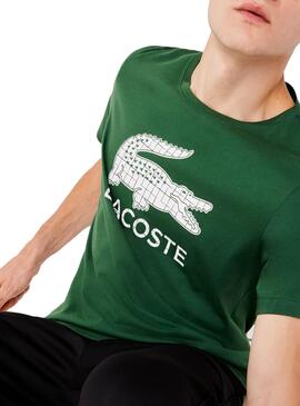 T-Shirt Lacoste Geometric Verde para Homem