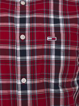 Camisa Tommy Jeans Faded Checks Vermelho para Homem